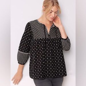 J. Jill Women’s Pure Jill Mixed-Dobby Whipstitched Top